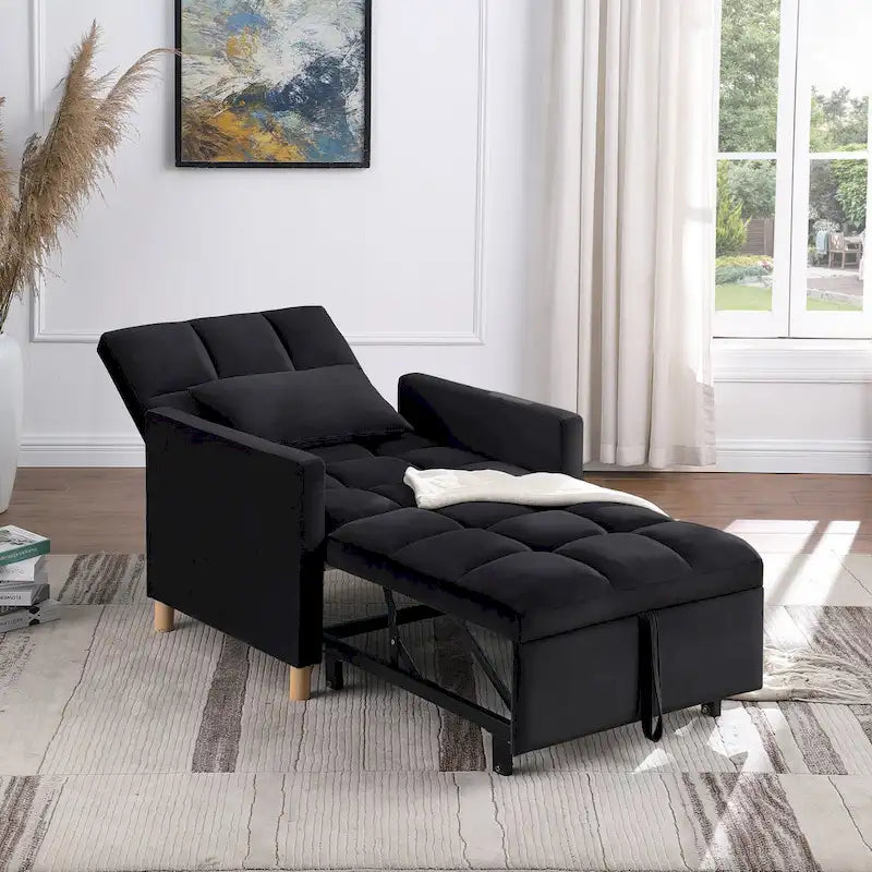 Poltrona Letto Convertibile, Poltrona Regolabile con Cuscino, Poltrona Letto Multifunzionale