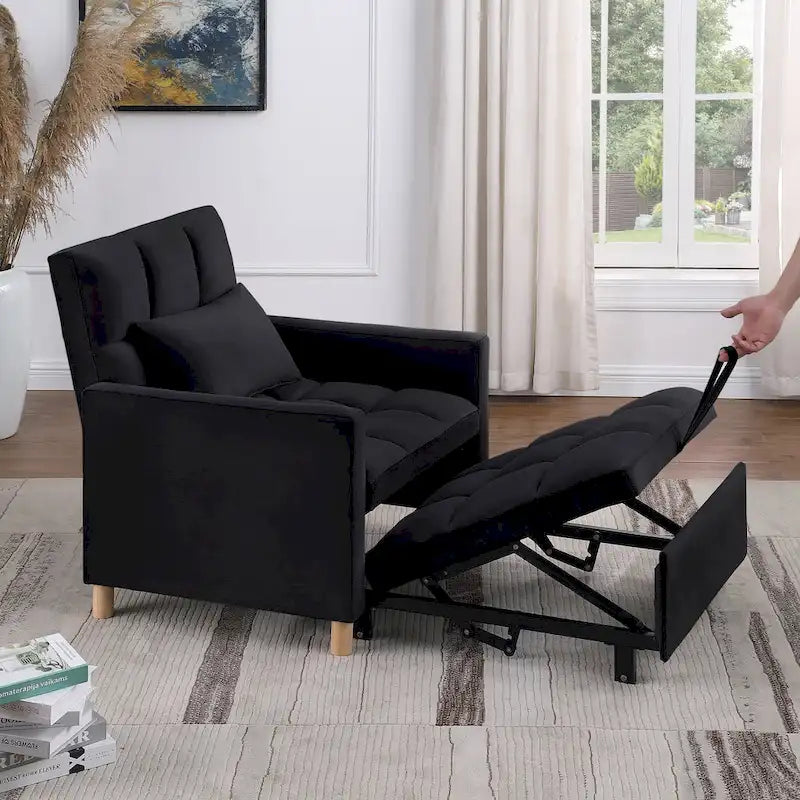Poltrona Letto Convertibile, Poltrona Regolabile con Cuscino, Poltrona Letto Multifunzionale