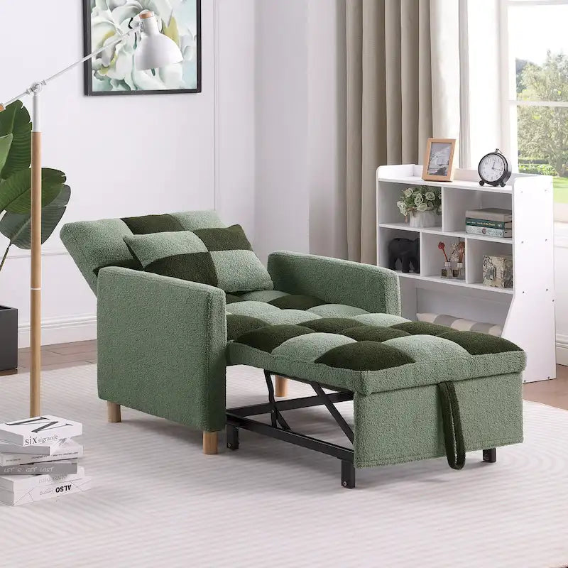 Poltrona Letto Convertibile, Poltrona Regolabile con Cuscino, Poltrona Letto Multifunzionale