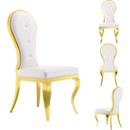 Sedie da pranzo moderne di lusso in pelle bianca con gambe in acciaio inossidabile lucidato color oro