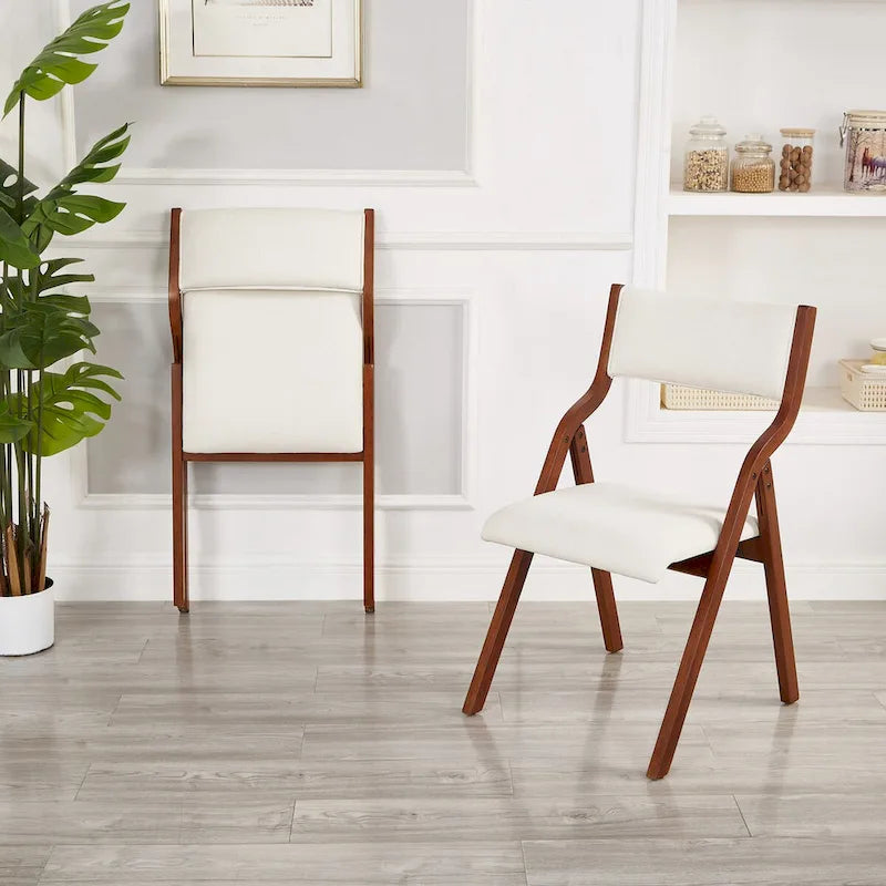 Set di 2 sedie pieghevoli moderne in legno imbottite con seduta imbottita