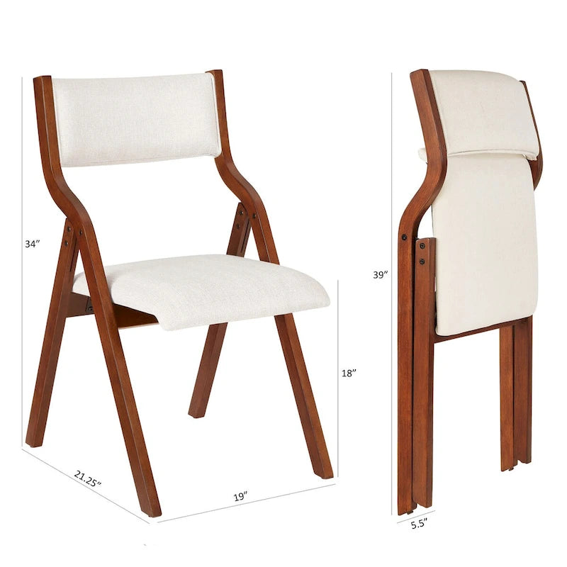 Set di 2 sedie pieghevoli moderne in legno imbottite con seduta imbottita