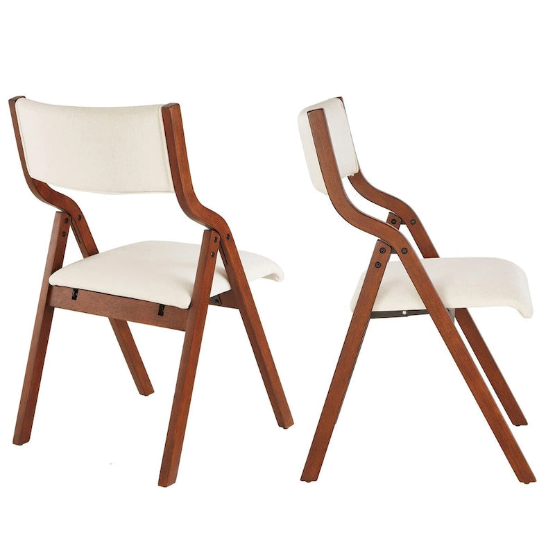 Set di 2 sedie pieghevoli moderne in legno imbottite con seduta imbottita