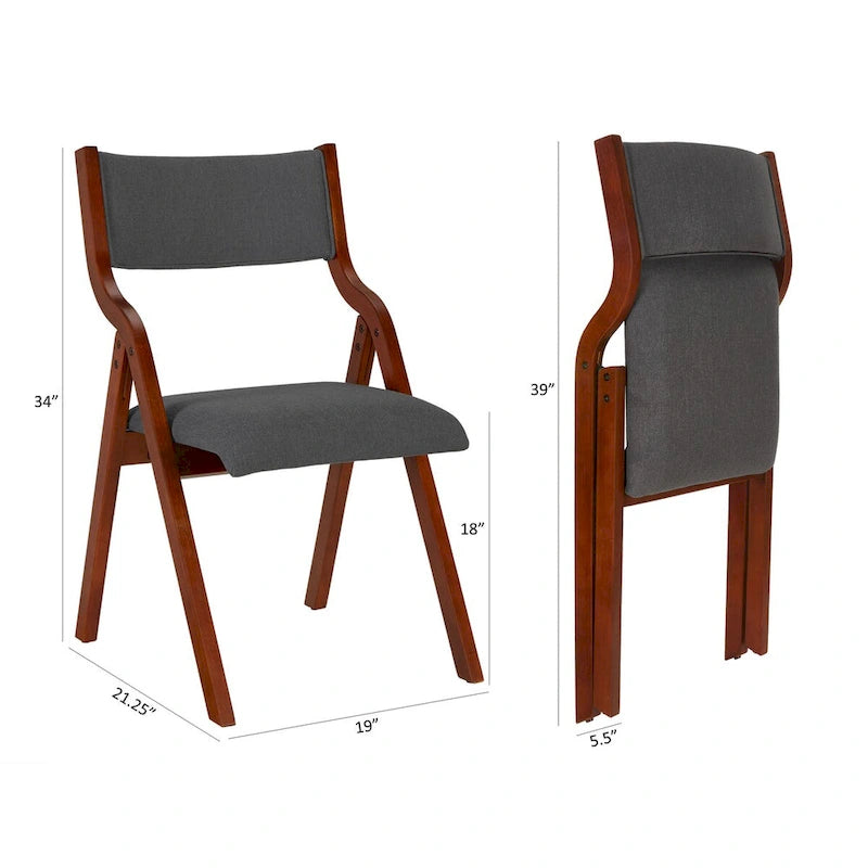 Set di 2 sedie pieghevoli moderne in legno imbottite con seduta imbottita