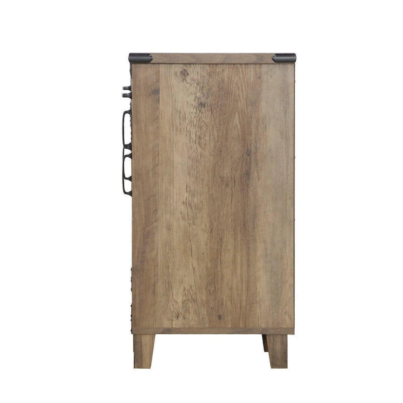 Mobile Credenza Classico da Fattoria in Rovere con Quattro Ante e Vano Porta Documenti - 64,7L x 15,8P x 29,7A