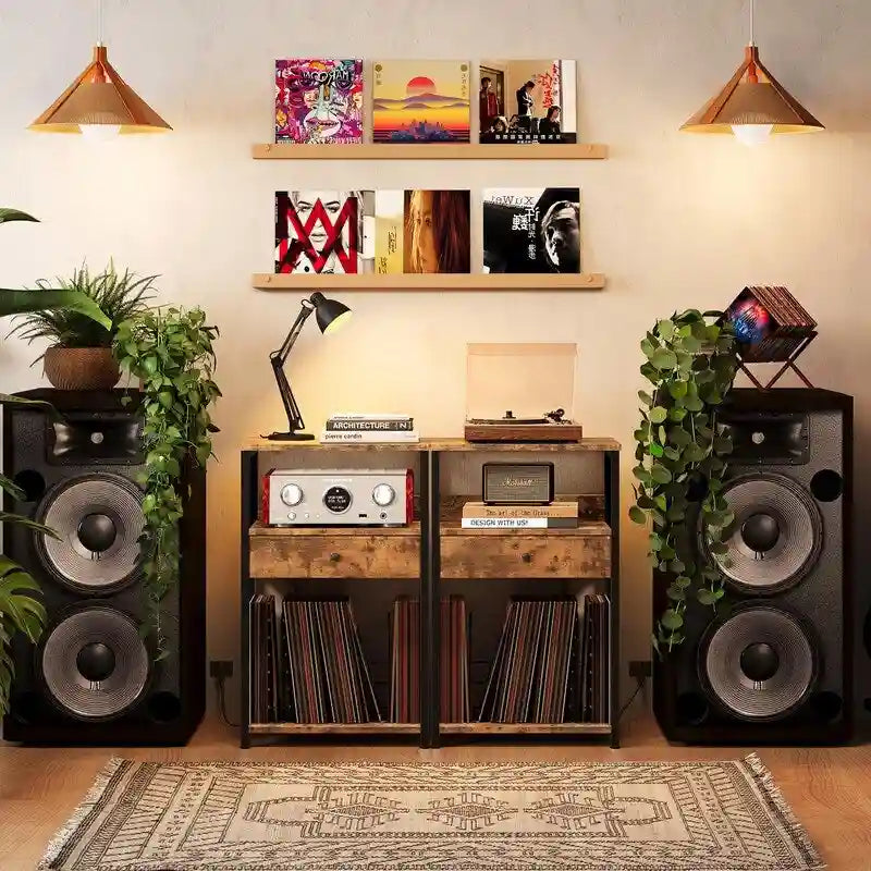 Mobile Porta Giradischi con Portadischi in Vinile - 40x30x70 cm