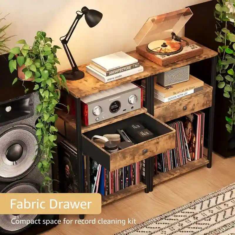 Mobile Porta Giradischi con Portadischi in Vinile - 40x30x70 cm