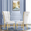 Sedie da pranzo di lusso in velluto bianco con anello sul retro e gambe in oro lucido