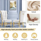 Sedie da pranzo di lusso in velluto bianco con anello sul retro e gambe in oro lucido