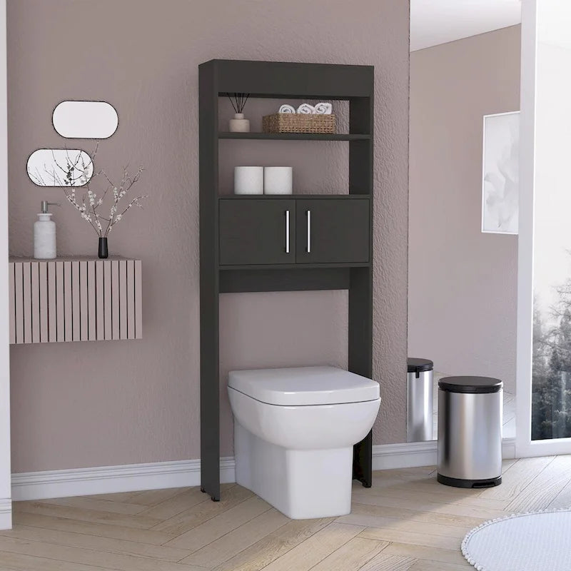 Mobiletto organizer da bagno salvaspazio sopra il WC con ante e ripiani