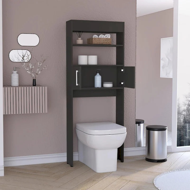Mobiletto organizer da bagno salvaspazio sopra il WC con ante e ripiani